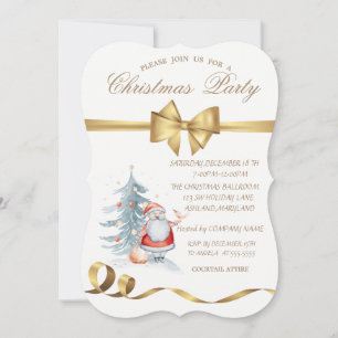 Convite Elegante Laço Papai Noel Pinheiro de Natal Festa d