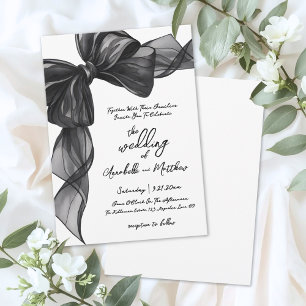 Convite Elegante Laço Preto Casamento Caprichoso