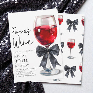 Convite Elegante Laço Preto Fino como Vinho Festa de Anive