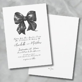 Convite Elegante Laço Preto Simples de Casamento