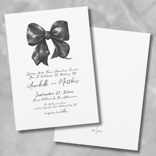 Convite Elegante Laço Preto Simples de Casamento