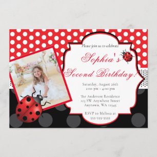 Convite Elegante Ladybug Bolinhas Birthday