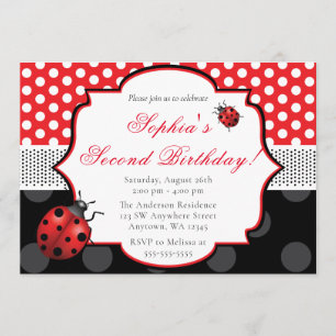 Convite Elegante Ladybug Bolinhas Birthday