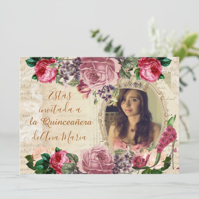 Convite Elegante lamentável da Quinceanera (Em pé/Frente)