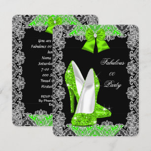 Convite Elegante Lantejoula Verde Lima Stiletto Fabulosa F