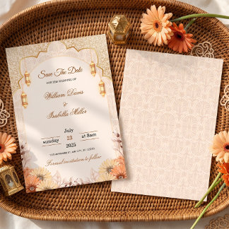 Convite Elegante Lanterna Árabe Floral Save The Date
