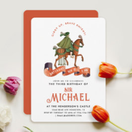 Convite Elegante Laranja Medieval Cavalo Equestre
