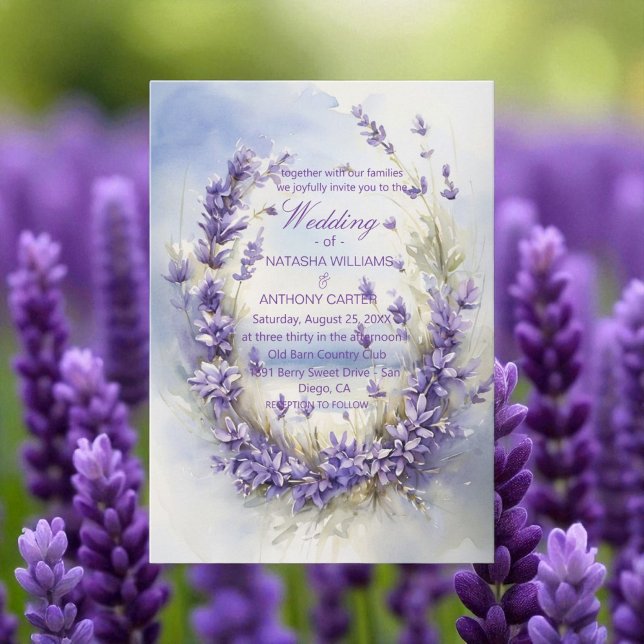 Convite Elegante Lavanda de Watercolor Rustic (Criador carregado)