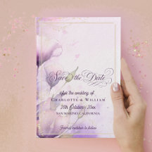 Elegante Lavanda Dourado Floral Casamento Salve a 