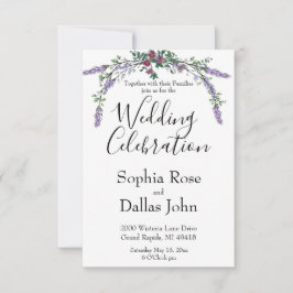 Convite Elegante Lavanda Eucalyptus de rosa-rosa-chic