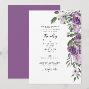 Convite Elegante Lavanda Floral Luxuriante Casamento de Am