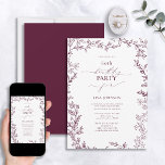 Convite Elegante Leaf Burgundy 60º Aniversário<br><div class="desc">Celebrar um marco especial com o nosso 60º Convite de Aniversário da Folha Moderna Elegante. Este belo e sofisticado convite dá vibrações de graça e classe - perfeito para o grande 6-0! Em uma cor burgundy clássica, lindamente acentuada por uma borda de folha desenhada à mão, ele certamente impressiona todos...</div>