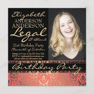 Convite Elegante legal e loira e Festa de aniversário eng