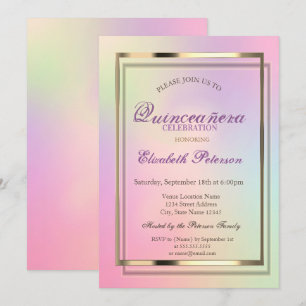Convite Elegante Legal Holográfico Quinceañera