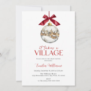Convite Elegante Leva um Chá de fraldas de natal de villag