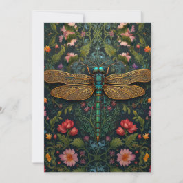 Convite Elegante libélula vintage boho botânico