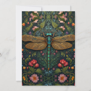 Convite Elegante libélula vintage boho botânico