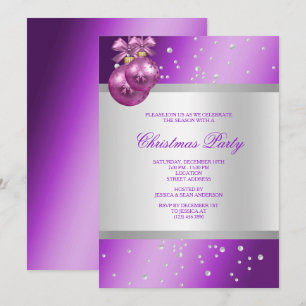 Convite Elegante Lilac Baubles & Pearls Natal