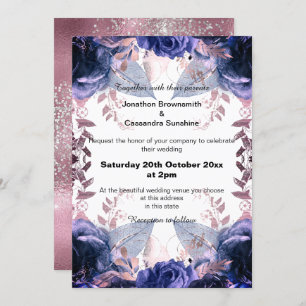 CONVITE ELEGANTE LILAC GLITTER FLORAL MARINHO WEDTING