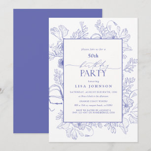 Convite Elegante Lilac Lavanda 50º Aniversário Floral