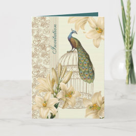 Convite elegante lírio branco vintage floral casamento pav