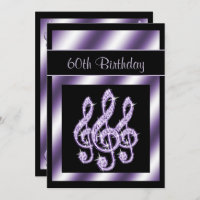 Elegante, Luscious Lilac Treble Clefs 60th Birthda