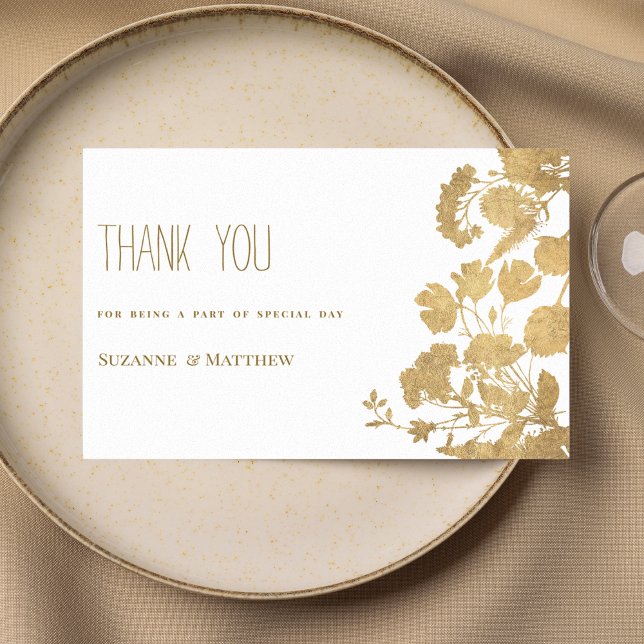 Convite Elegante luxo de girassol de ouro branco Obrigado (Elegant white gold wildflower luxury Thank You)
