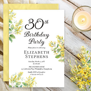 Convite Elegante Madressilva Aniversário de 30 Anos Floral