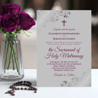 Elegante Magenta sobre Casamento Moderno Católico