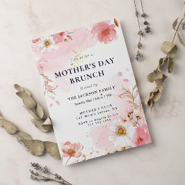Convite Elegante Magnolia Blush Floral Dia de as mães Brun