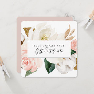 Convite Elegante Magnolia Certificado de Presente Branco