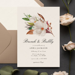 Convite Elegante Magnolia Floral Bridal BrunChá