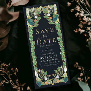 Convite Elegante Magpie Art Nouveau Casamento Salve a Data