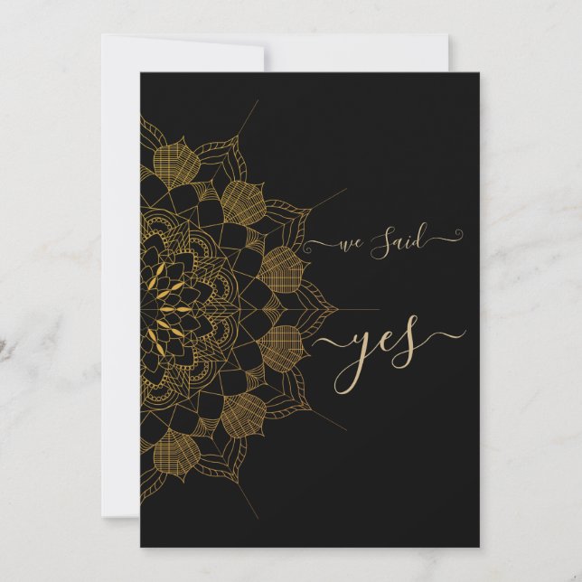 Convite Elegante Mandala Dourado Preto (Frente)