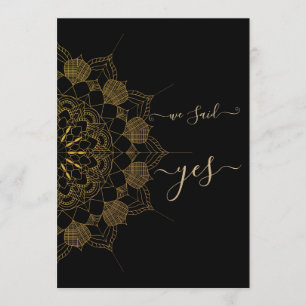 Convite Elegante Mandala Dourado Preto
