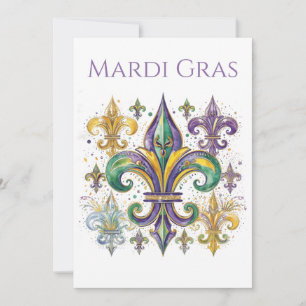 Convite Elegante Mardi Gras em Aquarela 