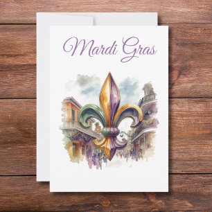 Convite Elegante Mardi Gras em Aquarela 