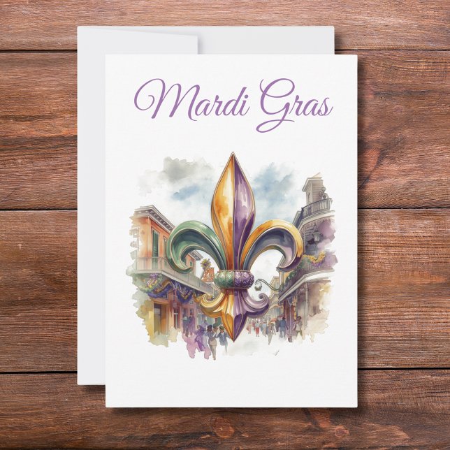 Convite Elegante Mardi Gras em Aquarela  (Criador carregado)