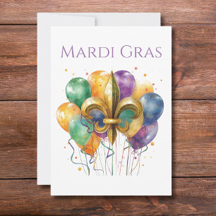 Convite Elegante Mardi Gras em Aquarela 