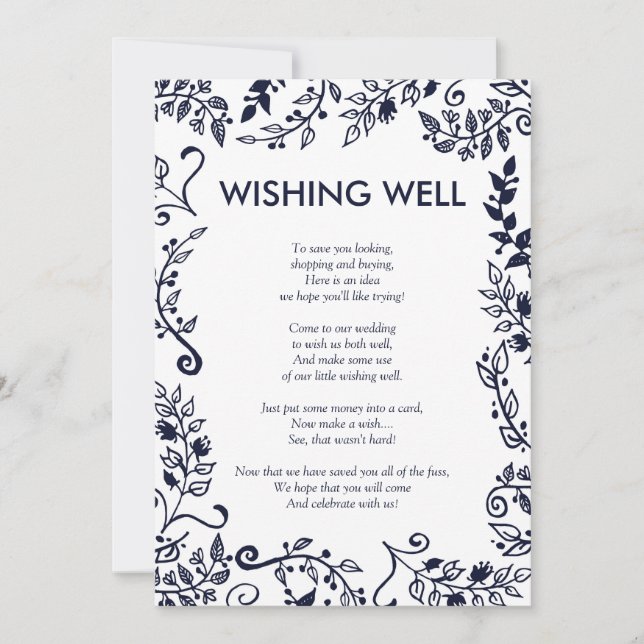 Convite Elegante Marinho Azul e Branco - Vestido Floral (Frente)