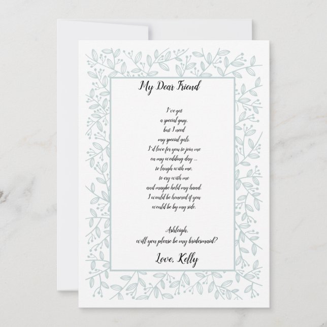 Convite Elegante Marinho Blue Floral será minha dama de ho (Frente)