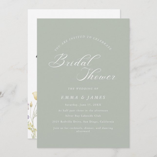 Convite Elegante Marinho e Chá de panela Dourado (Frente/Verso)