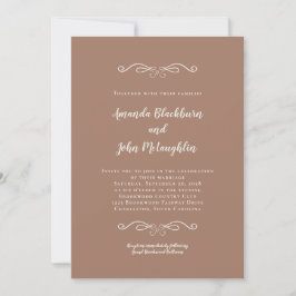 Convite Elegante Marrom Mocha Sofisticado Casamento Clássi