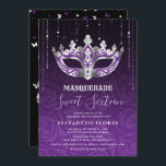 Convite Elegante Mascarada de Prata Roxo Negra Doce 16<br><div class="desc">Mude o roxo para QUALQUER cor, e escolheu prata, ouro e ouro rosa para combinar facilmente com o seu doce 16 tema de mascarada! Ilustrada por Raphaela Wilson e encontrada apenas no Zazzle, essa única arte do SVG proporciona a flexibilidade criativa para alterar a cor combinada com os sotaques de...</div>