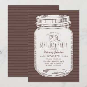 Convite Elegante Mason Jar Rustic 50th Festa de aniversári