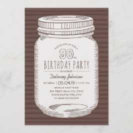 Convite Elegante Mason Jar Rustic 90 Festa de aniversário