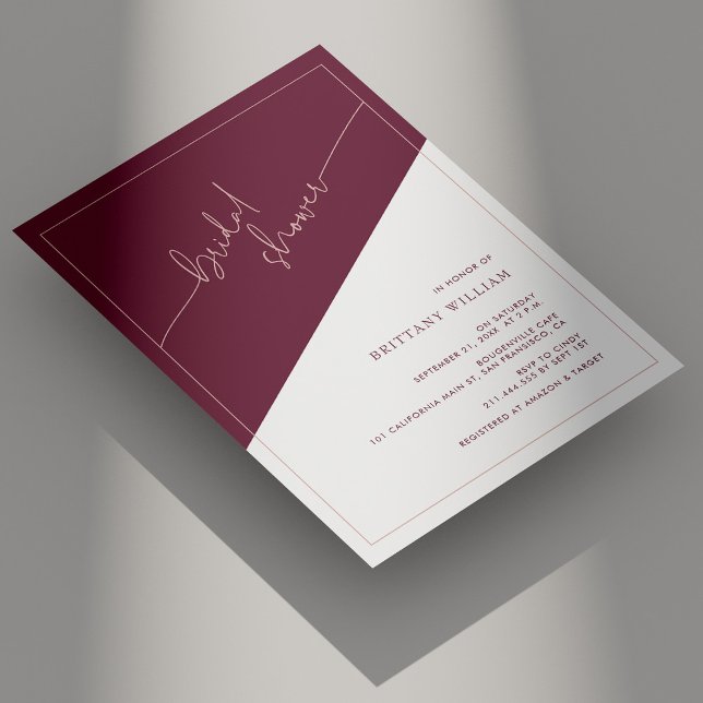 Convite Elegante Mauve e Chá de panela Dusty Convidam (Personalized Elegant Mauve and Dusty Rose Bridal Shower Invite)