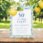 Convite Elegante Mediterrânica Lemon Floral 50º Aniversári<br><div class="desc">Celebre em estilo com um elegante convite de aniversário floral de limão mediterrânico. Com limões amarelos vibrantes e folhagem verde esmagadora, este design evoca o charme do Mediterrâneo, perfeito para um evento ensolarado e sofisticado. Os intrincados sotaques florais adicionam um toque novo e convidativo, enquanto a tipografia elegante traz um...</div>