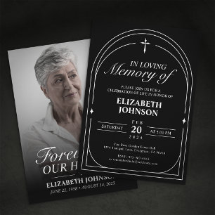 Convite Elegante Memorial Fúnebre em Foto Preto e Branco