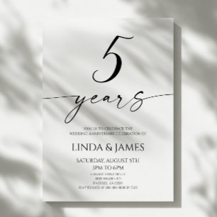 Convite Elegante Minimalista 5º Aniversário de Casamento